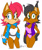 Size: 1396x1660 | Tagged: safe, artist:emperor zheng, nicole the hololynx, sally acorn, duo, eye clipping through hair, eyebrow clipping through hair, hand on hip, looking at viewer, sally's vest and boots, simple background, smile, white background