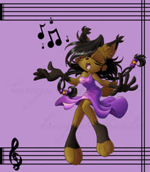 Size: 566x645 | Tagged: safe, artist:kiss the thunder, artist:kureejiilea, nicole the hololynx, singing, solo