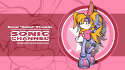 Size: 2600x1467 | Tagged: safe, artist:shadowlifeman, bunnie rabbot, echo background, solo, sonic channel wallpaper style