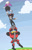 Size: 1400x2176 | Tagged: safe, e-123 omega, rouge the bat, shadow the hedgehog, cloud, daytime, flying, outdoors, team dark, trio