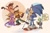 Size: 680x455 | Tagged: safe, artist:shira hedgie, sonic the hedgehog, camera, clank, clipboard, crash bandicoot, crossover, group, holding something, posing, ratchet the lombax, spyro the dragon