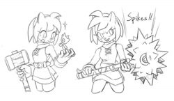 Size: 1304x756 | Tagged: safe, artist:mofuzelen, amy rose, wisp, piko piko hammer, redesign, wispon