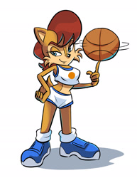 Size: 1709x2214 | Tagged: safe, artist:chauvels, artist:schauvel, sally acorn, basketball, lola bunny, looney tunes, space jam, voice actor joke