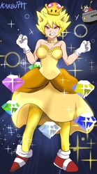 Size: 1227x2212 | Tagged: safe, artist:karbuitt, artist:prosafiagaming, robotnik, sonic the hedgehog, super sonic, chaos emerald, dress, eggmobile, gender swap, ring, space, super crown, super form