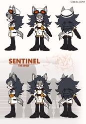 Size: 831x1199 | Tagged: safe, artist:sonicbloomm, oc, oc:sentinel the wolf, goggles, military dress uniform