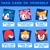 Size: 1440x1440 | Tagged: safe, sonic twitter, amy rose, knuckles the echidna, mighty the armadillo, miles "tails" prower, ray the flying squirrel, sonic the hedgehog, abstract background, group, head only, looking at viewer, mouth open, open smile, smile, smiling at viewer, text