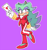 Size: 800x858 | Tagged: safe, artist:8xenon8, artist:shadails, breezie the hedgehog, card, looking at viewer, outline, purple background, simple background, smile, standing on one leg