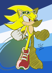 Size: 550x779 | Tagged: safe, artist:rapid-the-hedgehog, sonic the hedgehog, super sonic, riders style, super form