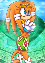 Size: 543x748 | Tagged: safe, artist:nankoyukiharuno, tikal, daytime, screenshot background, watermark