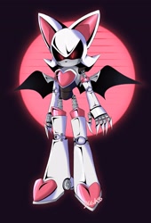 Size: 2500x3684 | Tagged: safe, artist:kjeevass, rouge the bat, black sclera, roboticized, rouge's heart top