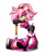 Size: 780x960 | Tagged: safe, artist:untropia, amy rose, rouge the bat, fusion, looking at viewer, one fang, piko piko hammer, rouge's heart top, simple background, smile, smiling at viewer, white background