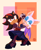 Size: 1384x1669 | Tagged: safe, artist:maareyas, rouge the bat, shadow the hedgehog, abstract background, alternate outfit, clothes, dress, duo, holding each other, mouth open, open smile, smile, wink