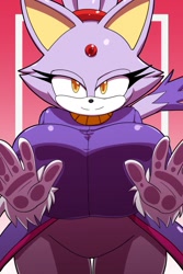 Size: 853x1280 | Tagged: suggestive, artist:kojiro-brushard, blaze the cat, blaze's tailcoat, busty blaze, glass, huge breasts