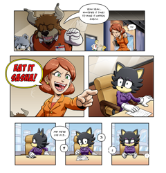 Size: 1000x1040 | Tagged: safe, artist:joeadok, scarlet garcia, oc, bear, buffalo, comic, dialogue, die hard, faic, news reporters, sasha the cat