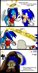 Size: 1022x1980 | Tagged: safe, artist:gen8, sonic the hedgehog, oc, oc:gen8 hedgehog, angel wings, comic, dialogue, ring