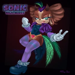 Size: 1024x1024 | Tagged: safe, artist:doemillow, oc, oc:millow doe, au:sonic nightmares, dark background, signature, tongue out