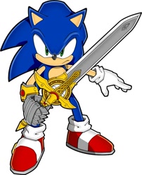 Size: 755x933 | Tagged: safe, artist:tyler mcgrath, sonic the hedgehog, sonic and the black knight, solo, sword