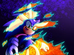 Size: 1600x1200 | Tagged: safe, artist:kurojay_, silver the hedgehog, sonic the hedgehog, 30 days sonic, time rift