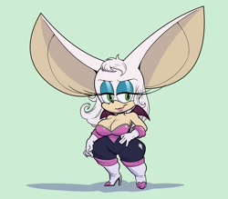 Size: 1884x1650 | Tagged: source needed, safe, artist:anthony loiacono, rouge the bat, impossibly large ears, looking offscreen, rouge's heart top, solo