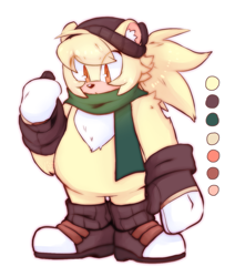 Size: 1107x1308 | Tagged: safe, artist:ikigaikuu, bark the polar bear, beanie, color palette, redesign, scarf, simple background, solo, white background