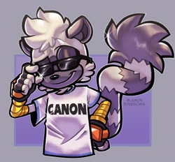 Size: 2630x2440 | Tagged: safe, artist:lemon eyebrows, tangle the lemur, sonic frontiers, adjusting glasses, black shades, smug, solo, t-shirt