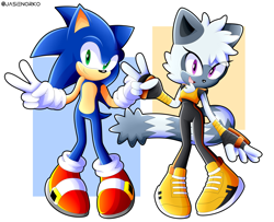 Size: 4500x3659 | Tagged: safe, artist:jasienorko, sonic the hedgehog, tangle the lemur, duo