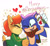 Size: 1280x1169 | Tagged: safe, artist:tamak0, sally acorn, sonic the hedgehog, christmas, duo, featured image, mistletoe, sally x sonic, shipping, straight