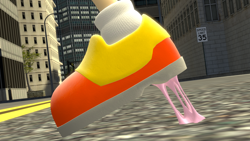 Size: 1920x1080 | Tagged: safe, artist:tailsshoes2020, cream the rabbit, 3d, bubblegum, close-up, cream shoes, feet fetish, fetish, gum, sfm, shoes, solo, stepping, street, stuck