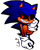 Size: 621x773 | Tagged: safe, artist:reinadecorazonez, sonic the hedgehog, oc, oc:sonic.exe, hedgehog, black sclera, clenched teeth, gloves, hand on cheek, lidded eyes, looking offscreen, red eyes, signature, simple background, smile, solo, transparent background