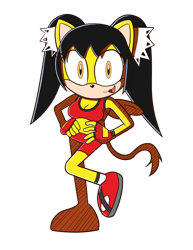 Size: 1024x1326 | Tagged: safe, artist:sergeant16bit, honey the cat, cat, alternate outfit, female, fingerless gloves, hands on hips, looking at viewer, mouth open, redesign, riders style, shorts, simple background, solo, sonic riders, sports bra, transparent background