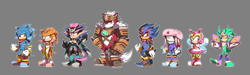 Size: 2500x750 | Tagged: safe, artist:cylent-nite, black doom, chip, dark gaia, iblis, lumina flowlight, mephiles the dark, mother wisp, void, wisp, bird, hedgehog, au:sonic expanse, sonic shuffle, character sheet, dragon, fairy, female, grey background, male, mobianified, simple background