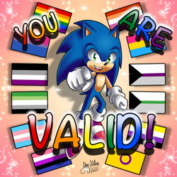 Size: 1280x1280 | Tagged: safe, artist:star-shiner, sonic the hedgehog, hedgehog, aromantic pride, asexual pride, bisexual pride, demiromantic pride, demisexual pride, genderfluid pride, intersex pride, lesbian pride, male, nonbinary pride, pansexual pride, pride, solo, trans pride