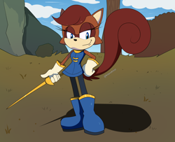 Size: 2400x1952 | Tagged: safe, artist:kitarehamakura, sally acorn, chipmunk, female, redesign, solo