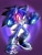 Size: 768x1024 | Tagged: safe, artist:doineeddis, wisp, oc, hedgehog, abstract background, asteroid, boots, fingerless gloves, frown, glowing eyes, looking at viewer, mobianified, neck fluff, solo, standing