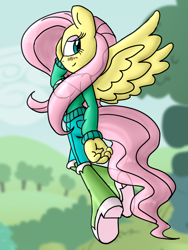 Size: 1200x1600 | Tagged: safe, artist:terrichance, barely sonic related, crossover, fluttershy, flying, mobianified, my little pony, pegasus, solo