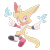 Size: 1024x1024 | Tagged: safe, artist:xdamyrax, oc, blue eyes, blushing, cute, fennec, gloves, lightning bolt, looking at viewer, male, mid-air, neck fluff, pointing, shoes, signature, simple background, smile, solo, transparent background, unnamed oc, yellow fur