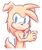 Size: 646x765 | Tagged: safe, artist:soleonthehedgehog, oc, oc:jamie the dog, dog, chest fluff, ear fluff, frown, gloves off, looking offscreen, male, oc only, peach fur, signature, simple background, solo, white background