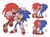 Size: 963x709 | Tagged: safe, artist:sk_rokuro, knuckles the echidna, sonic the hedgehog, echidna, hedgehog, sonic origins, classic knuckles, classic sonic, clenched fist, cute, duo, gay, hand on another's head, kiss, knuxonic, looking at viewer, mouth open, scene interpretation, sequence, shipping, simple background, smile, standing, sweat, white background