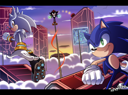 Size: 2000x1486 | Tagged: safe, artist:icha-icha, shadow the hedgehog, silver the hedgehog, sonic the hedgehog, hedgehog, sonic the hedgehog (2006), male, trio