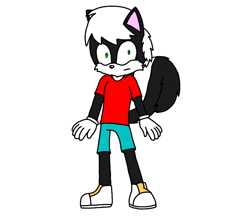 Size: 950x841 | Tagged: safe, artist:professorventurer, oc, oc:tyler the skunk, skunk, base used, flat colors, green eyes, looking at viewer, male, oc only, simple background, solo, standing, white background