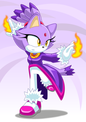 Size: 1350x1910 | Tagged: safe, artist:arung98, blaze the cat, cat, abstract background, female, flame, gradient background, solo