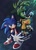 Size: 933x1309 | Tagged: safe, artist:daniux, sonic the hedgehog, surge the tenrec, hedgehog, tenrec, back to back, duo, electricity, sharp teeth