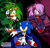 Size: 3000x2880 | Tagged: safe, artist:shadowlifeman, manik the hedgehog, sonia the hedgehog, sonic the hedgehog, hedgehog, sonic underground, echo background, trio