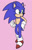 Size: 605x960 | Tagged: safe, artist:sonicaspeed123, sonic the hedgehog, hedgehog, alternate universe, au:girls girls girls (sonicaspeed123), eyelashes, genderqueer, gloves, hand on hip, heart chest, looking behind, mouth open, pink background, shoes, simple background, socks, solo, standing, trans female, trans girl sonic, transgender