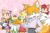 Size: 1280x854 | Tagged: safe, artist:omegasunburst, cosmo the seedrian, fiona fox, miles "tails" prower, mina mongoose, zooey the fox, giving the ghost, group, minails, nosebleed, older, shipping, signature, sonic x, sparkles, straight, tailsey, tailsmo, taiona