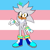 Size: 900x900 | Tagged: safe, artist:doubleboostz, silver the hedgehog, hedgehog, 2020, boots, eyelashes, gloves, headcanon, looking at viewer, male, neck fluff, pride flag, pride flag background, signature, smile, solo, standing, trans male, trans pride, trans visibility day, transgender