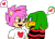 Size: 1149x831 | Tagged: safe, artist:rosiepie15, amy rose, tekno the canary, bird, hedgehog, bisexual, bisexual pride, blushing, duo, female, females only, fleetway amy, heart, lesbian, lidded eyes, looking at them, mouth open, question mark, shipping, simple background, teknamy, transparent background