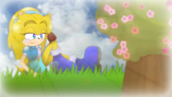 Size: 2809x1580 | Tagged: safe, artist:svanetianrose, maria robotnik, hedgehog, crying, female, mobianified, sitting, solo