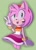 Size: 745x1024 | Tagged: safe, artist:citrus_rojineko, amy rose, hedgehog, face paint, gloves, green background, lesbian pride, looking at viewer, mouth open, nonbinary, nonbinary pride, pride, simple background, solo, solo nonbinary, standing, v sign
