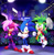 Size: 1600x1641 | Tagged: safe, artist:drawloverlala, sonia the hedgehog, sonic the hedgehog, hedgehog, sonic underground, female, male, manic the hedgehog, trio